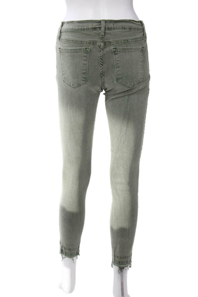 Flying Monkey Womens Ankle Skinny Jeans Army Green Mid Rise Size 27