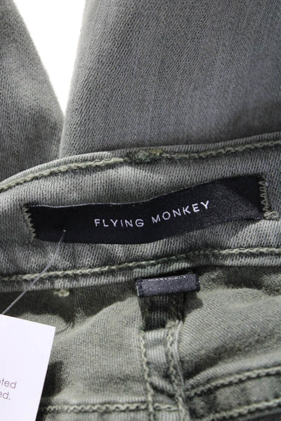 Flying Monkey Womens Ankle Skinny Jeans Army Green Mid Rise Size 27