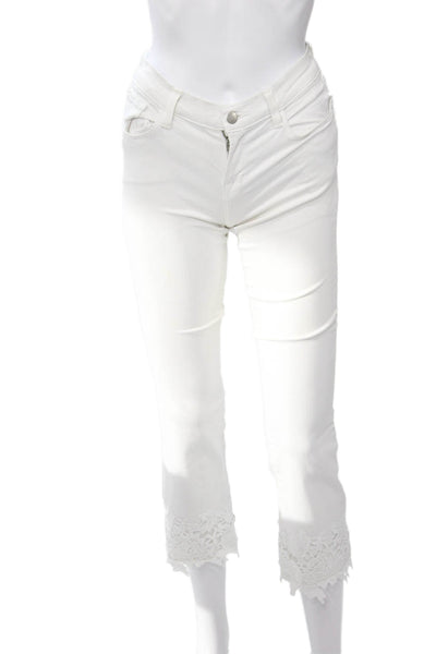 J Brand Womens White Ankle Cropped Pants Mid Rise Button Closure Size 24
