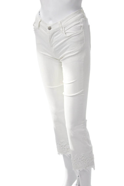 J Brand Womens White Ankle Cropped Pants Mid Rise Button Closure Size 24