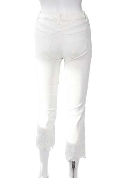 J Brand Womens White Ankle Cropped Pants Mid Rise Button Closure Size 24