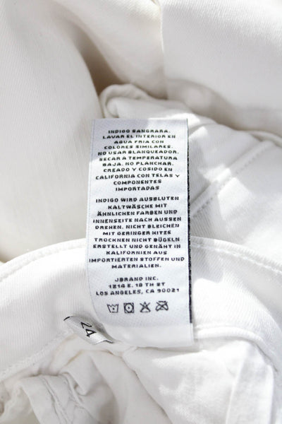J Brand Womens White Ankle Cropped Pants Mid Rise Button Closure Size 24