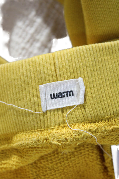 Warm Unisex Jogger Sweatpants Yellow Drawstring Cotton Size XS