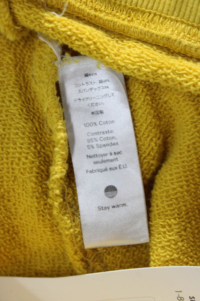 Warm Unisex Jogger Sweatpants Yellow Drawstring Cotton Size XS