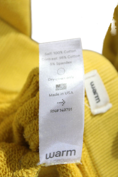Warm Unisex Jogger Sweatpants Yellow Drawstring Cotton Size XS