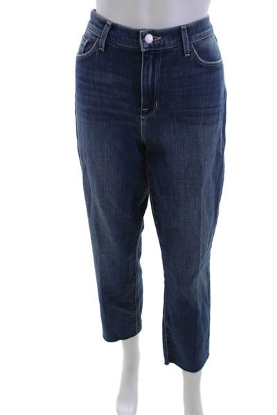 L'Agence Women Cropped Straight Dark Blue Jeans Mid Rise Size 30
