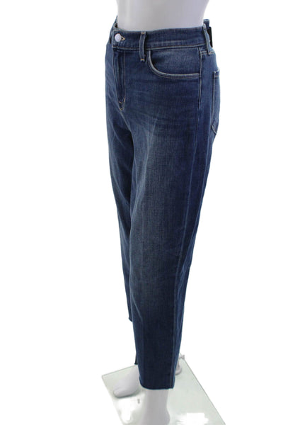 L'Agence Women Cropped Straight Dark Blue Jeans Mid Rise Size 30