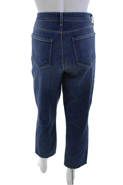 L'Agence Women Cropped Straight Dark Blue Jeans Mid Rise Size 30