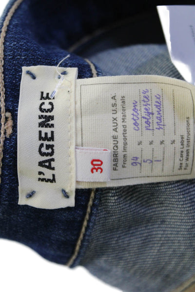L'Agence Women Cropped Straight Dark Blue Jeans Mid Rise Size 30