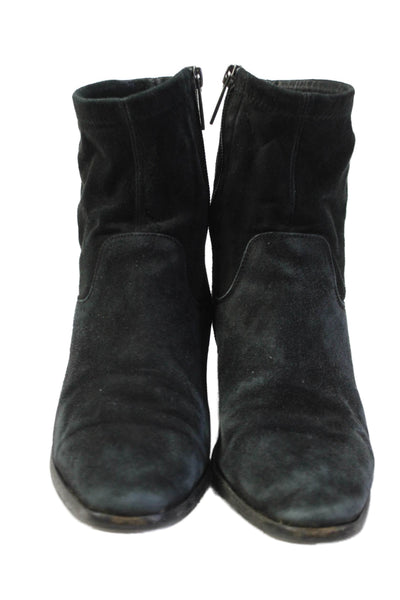 Aquatalia Women's Pointed Toe Suede Zip Closure Ankle Boots Black Size 8