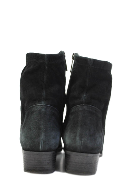 Aquatalia Women's Pointed Toe Suede Zip Closure Ankle Boots Black Size 8