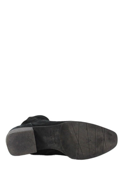 Aquatalia Women's Pointed Toe Suede Zip Closure Ankle Boots Black Size 8