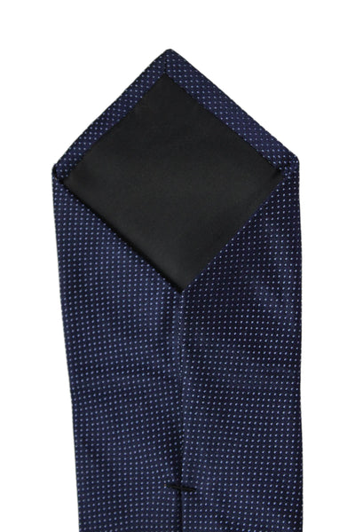 DKNY Mens Silk Polka Dot Printed Sleek Classic Tie Navy Blue