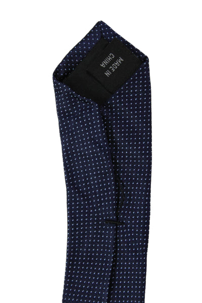 DKNY Mens Silk Polka Dot Printed Sleek Classic Tie Navy Blue