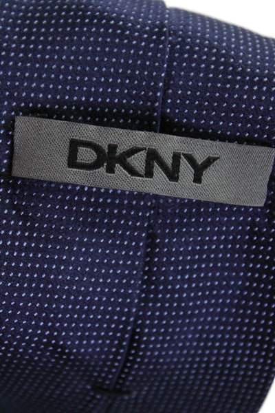DKNY Mens Silk Polka Dot Printed Sleek Classic Tie Navy Blue