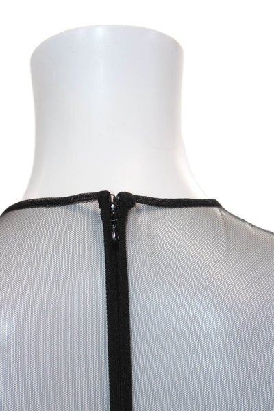 Melinda Eng Womens Fit & Flare Dress Black Crew Neck Short Sleeve Nylon Size 8