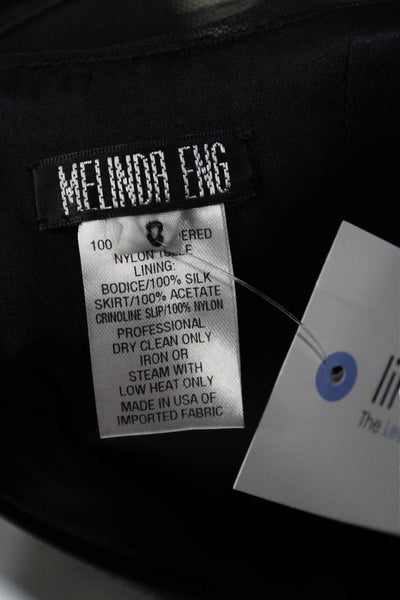 Melinda Eng Womens Fit & Flare Dress Black Crew Neck Short Sleeve Nylon Size 8