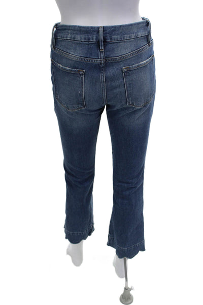 Frame Womens Cropped Ankle Jeans Blue Mid Rise Button Size 24