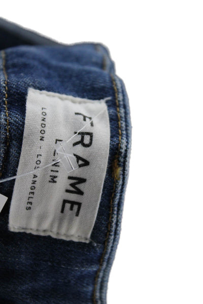 Frame Womens Cropped Ankle Jeans Blue Mid Rise Button Size 24