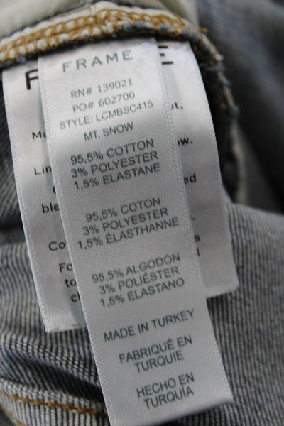 Frame Womens Cropped Ankle Jeans Blue Mid Rise Button Size 24