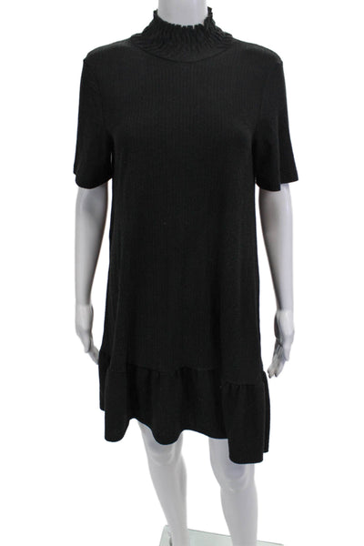 Zara Womens Short Sleeve Black Shift Sweater Dress Size M