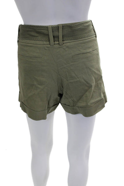 Elie Tahari Unisex Chino Shorts Green Buckle Linen Blend Size 4