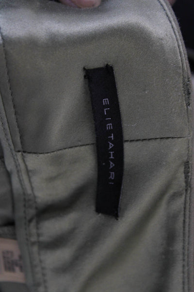 Elie Tahari Unisex Chino Shorts Green Buckle Linen Blend Size 4
