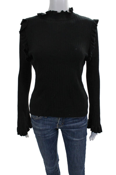 Line + Dot Women Black Mock Neck Pullover Sweater Long Sleeve Size S
