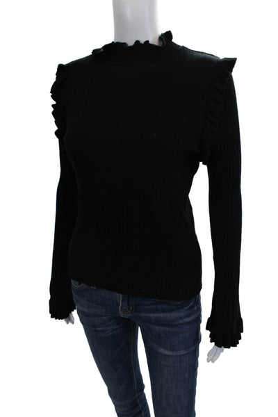 Line + Dot Women Black Mock Neck Pullover Sweater Long Sleeve Size S