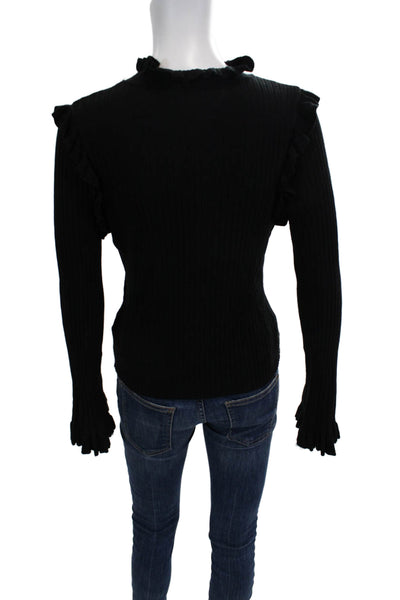 Line + Dot Women Black Mock Neck Pullover Sweater Long Sleeve Size S