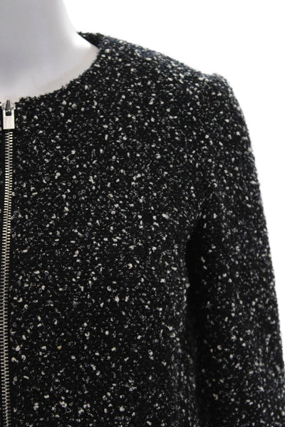 Club Monaco Women Black Zip Crew Neck Classic Jacket Size 2