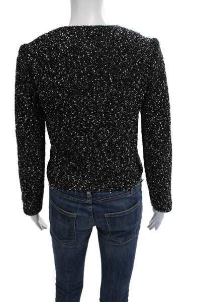 Club Monaco Women Black Zip Crew Neck Classic Jacket Size 2