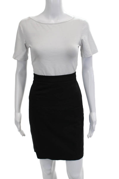 Club Monaco Women Straight Pencil Skirt Black Wool Blend Short Size 4