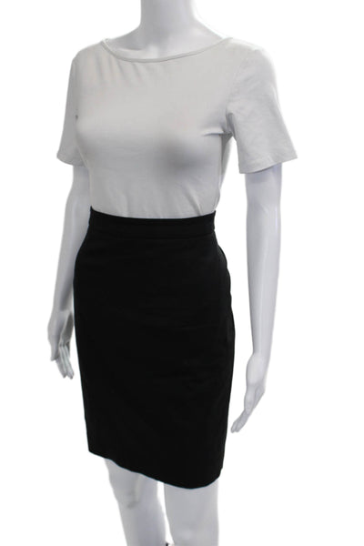 Club Monaco Women Straight Pencil Skirt Black Wool Blend Short Size 4