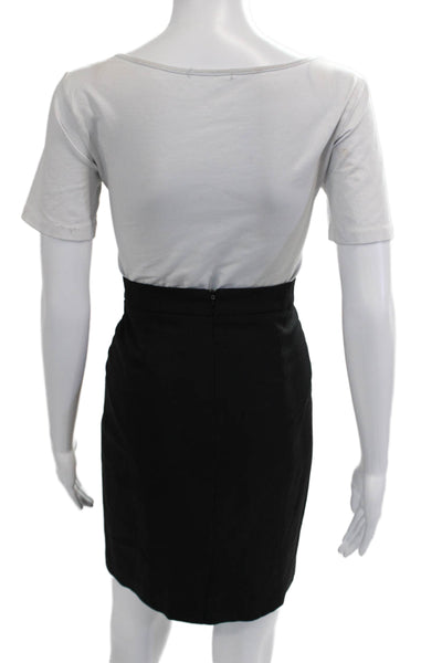 Club Monaco Women Straight Pencil Skirt Black Wool Blend Short Size 4