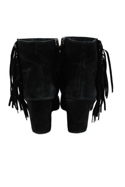 Rebecca Minkoff Womens Pointed Toe Fringe Lining Heel Booties Black Size 7.5