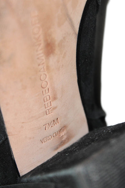 Rebecca Minkoff Womens Pointed Toe Fringe Lining Heel Booties Black Size 7.5