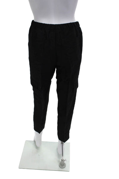 Babaton Unisex Cropped Cargo Ankle Pants Black 67% Viscose 33% Linen Size 0