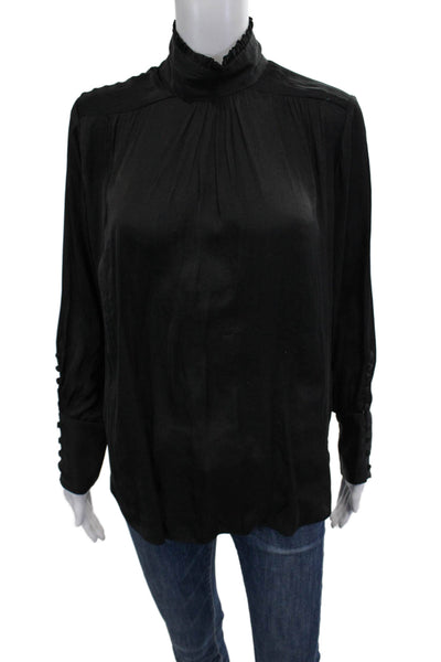 Zara Woman Women Black High Neck Long Sleeve Blouse Size XS