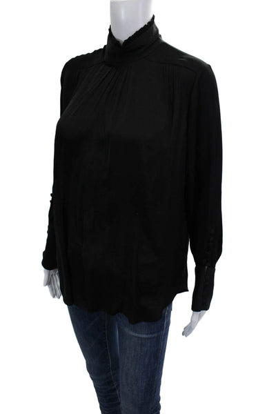 Zara Woman Women Black High Neck Long Sleeve Blouse Size XS
