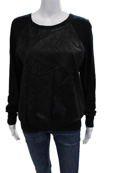 Banana Republic Women Pullover Sweatshirt Black Crew Neck Long Sleeve Size M