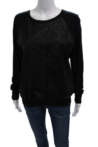 Banana Republic Women Pullover Sweatshirt Black Crew Neck Long Sleeve Size M