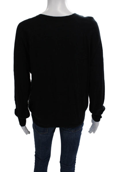 Banana Republic Women Pullover Sweatshirt Black Crew Neck Long Sleeve Size M