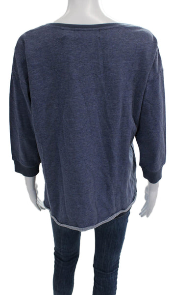 525 America Women Basic Round Neck 3/4 Sleeve T-Shirt Dark Blue Size M