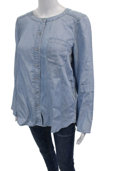 Two by Vince Camuto Women Light Blue Boho Button Up Blouse Size S