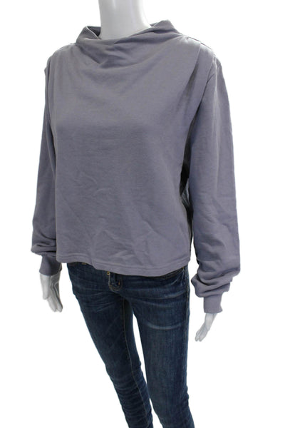 Zara Womens Pullover Sweatshirt Gray Mock Neck Long Sleeve Cotton Size M