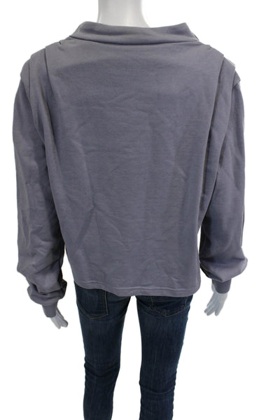 Zara Womens Pullover Sweatshirt Gray Mock Neck Long Sleeve Cotton Size M