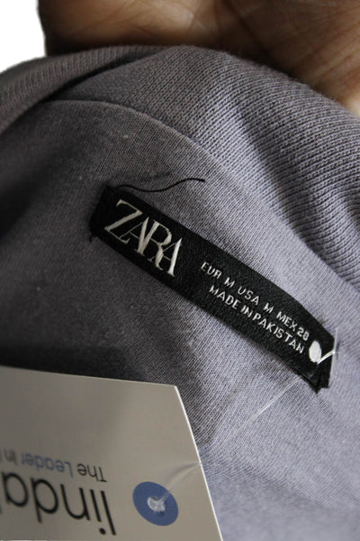 Zara Womens Pullover Sweatshirt Gray Mock Neck Long Sleeve Cotton Size M