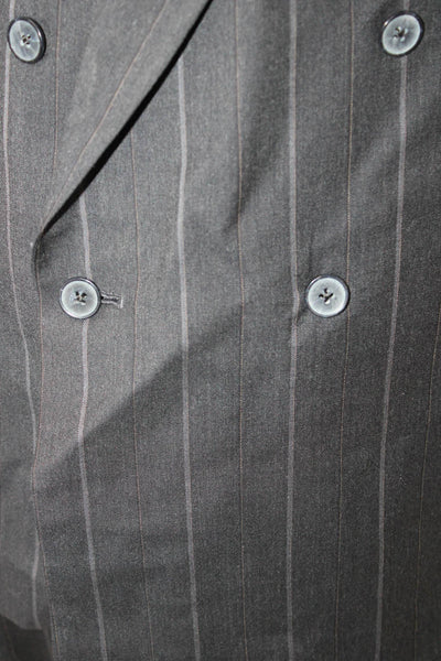 Henry Grethel Mens Dark Gray Striped 2 Piece Virgin Wool Suit Size 42