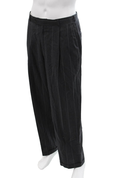 Henry Grethel Mens Dark Gray Striped 2 Piece Virgin Wool Suit Size 42